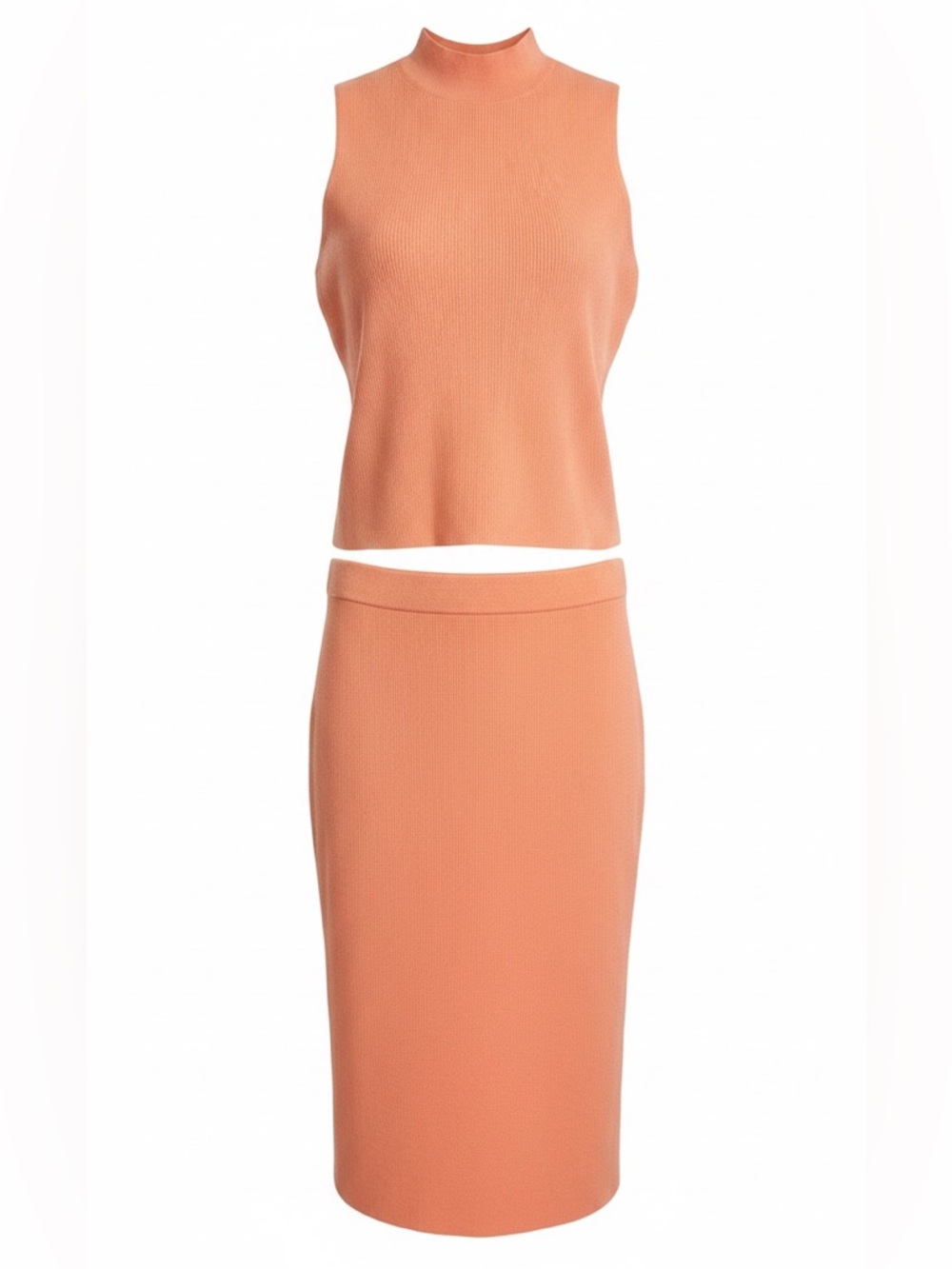 Express Coral Knit Pencil Skirt and Sleeveless Top Set